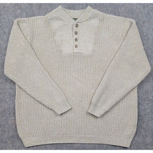 Eddie Bauer Sweater Mens XL Brown Tan Knit 100% Cotton Casual Preppy Outdoor